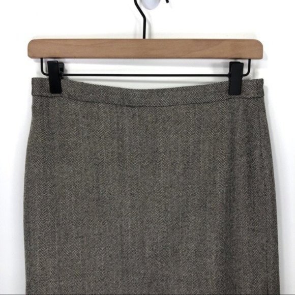 J.Crew Brown Wool Business Midi Skirt Classic Workwear Timeless Style Size 2 - Picture 3 of 6
